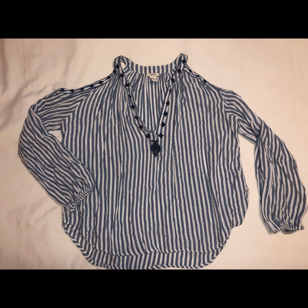 Forever 21 shoulder cut out blouse